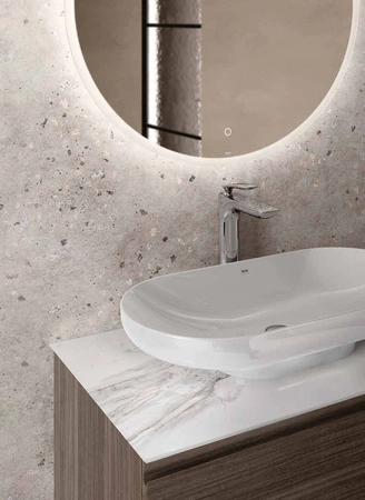 Zestaw DES Miska WC podwieszana z deską W/O i Umywalką Nablatową 70X35CM Biały Połysk