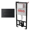 Alcadrain Zestaw Stelaż SÁDROMODUL i Przycisk THIN Prostokąt Czarny Mat
