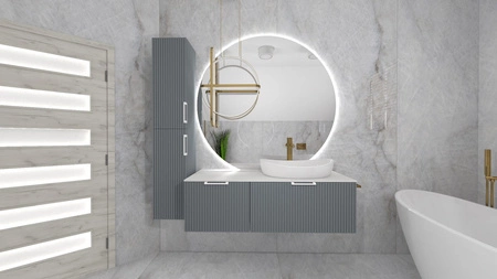 WOODEN MDF w dowolnym kolorze - Lakierowana szafka z lamelami na froncie, dowolna konfiguracja