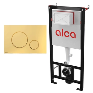 Alcadrain Zestaw Stelaż SÁDROMODUL i Przycisk THIN  Złoty Połysk