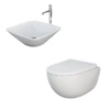 Zestaw DES Miska WC podwieszana z deską W/O i Umywalką Nablatową VARIANT kwadratową 42 cm biały połysk