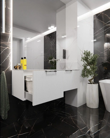 WOODEN MDF w dowolnym kolorze - Lakierowana szafka z lamelami na froncie, dowolna konfiguracja