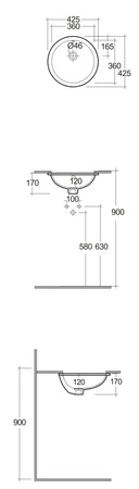 VARIANT Umywalka podblatowa okrągła 36x36 cm biały połysk