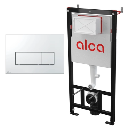 Alcadrain Zestaw Stelaż SÁDROMODUL + podkładka pod muszlę i Przycisk THIN Prostokąt Chrom Połysk