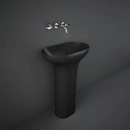 DES Umywalka wolnostojąca 60x35 odpływ do podłogi czarny mat