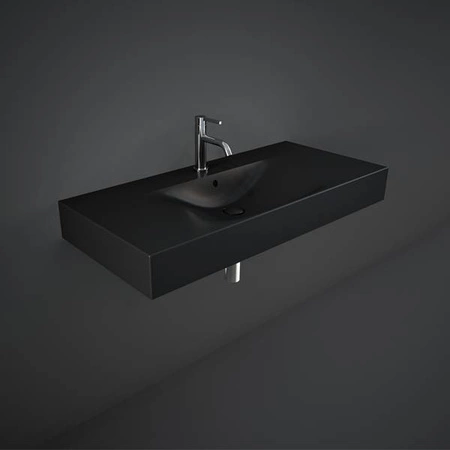 DES Umywalka podwiesz.nablat.101x46cm z otworem czarny mat