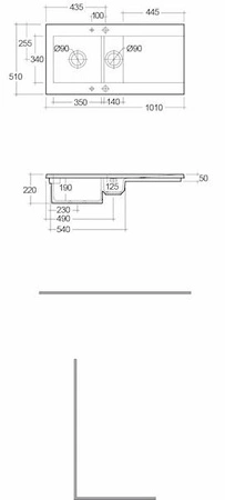 DREAM1 zlewozmywak ceramiczny 1,5 komory szary mat 101 x 51 cm