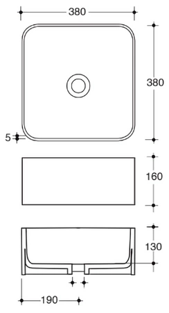 Vitruvit FRAME ceramiczna umywalka nablatowa kwadratowa 38 cm w wybranym kolorze