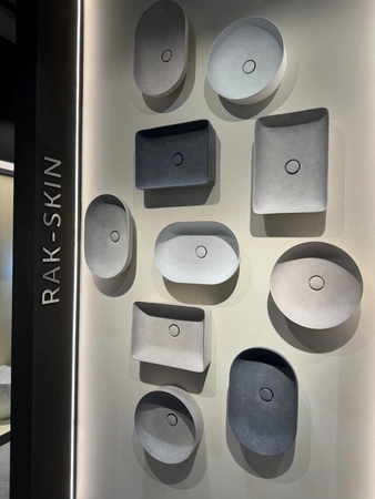 RAK Ceramics SKIN Umywalka slim nablatowa okrągła 42 cm Carbon Concrete - Efekt kamienia