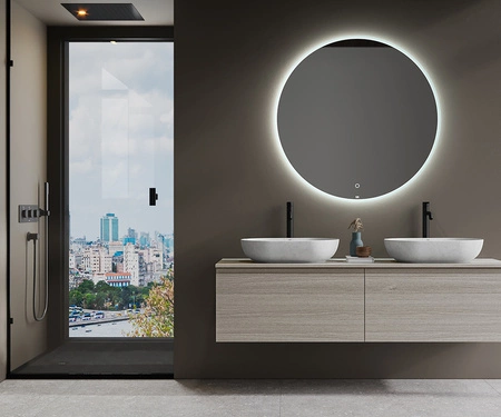 RAK Ceramics SKIN Umywalka slim nablatowa owalna 55x35 cm Grey Concrete - Efekt kamienia