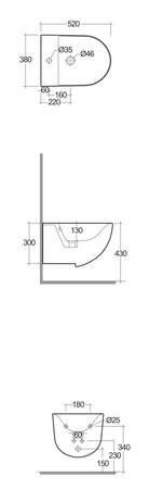 DES Bidet podwieszany 52x38 cm czarny mat