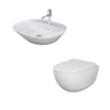 Zestaw DES Miska WC podwieszana z deską W/O i Umywalką Nablatową VARIANT owalną 50x42 cm biały połysk