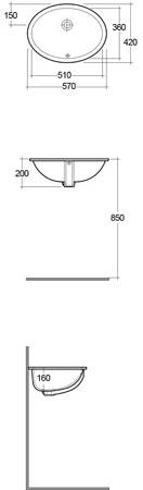 ROSA Umywalka podblatowa owalna 57x42 cm biały połysk