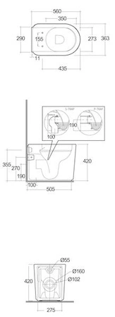 VALET Miska WC stojąca 56x36,3 cm Rimless biały połysk