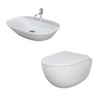 Zestaw DES Miska WC podwieszana z deską W/O i Umywalką Nablatową VARIANT owalną 60x42 cm biały połysk