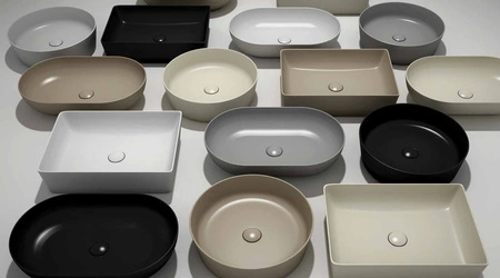 FEELING Umywalka slim nablatowa owalna 55x35 cm cappuccino mat (514)