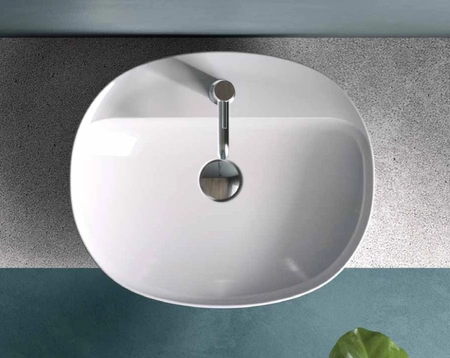 Zestaw DES Miska WC podwieszana z deską W/O i Umywalką Nablatową VARIANT owalną 60x42 cm biały połysk