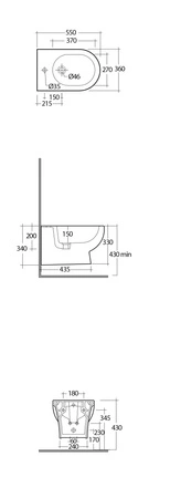 TONIQUE Bidet podwiesz. 55x36 cm biały połysk