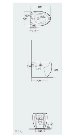 Cloud Bidet stojący 56x40 cm CZARNY MAT