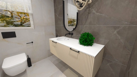 WOODEN MDF w dowolnym kolorze - Lakierowana szafka z lamelami na froncie, dowolna konfiguracja