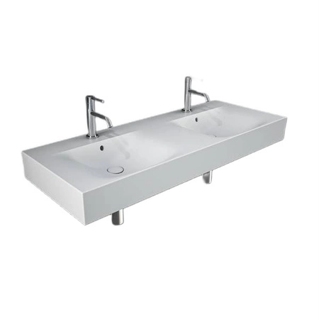 DES Umywalka podwiesz.nablat.121x46cm z otworem biały mat