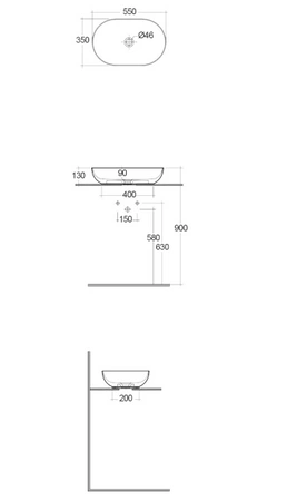 RAK Ceramics SKIN Umywalka slim nablatowa owalna 55x35 cm White Concrete - Efekt kamienia