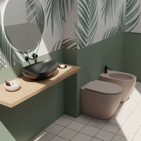 Vitruvit Open stojąca miska WC rimless w wybranym kolorze