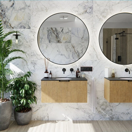 WOODEN - Drewniana szafka z lamelami na froncie, dowolna konfiguracja