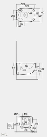 ILLUSION Bidet podwieszany 52x38cm biały połysk