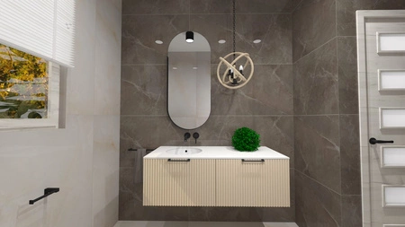 WOODEN MDF w dowolnym kolorze - Lakierowana szafka z lamelami na froncie, dowolna konfiguracja