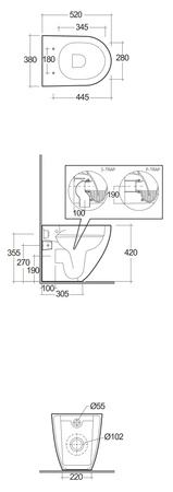 Zestaw DES Miska WC stojąca 52 Rimless i Deska WC
