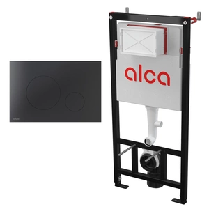 Alcadrain Zestaw Stelaż SÁDROMODUL i Przycisk Stalowy Flat  TURN-BLACK