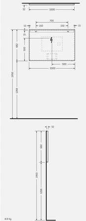 JOY Lustro wiszące 100 x 68 cm z oświetleniem LED