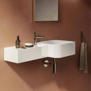 Petit Umywalka podwieszana kwadrat z blatem z lewej 77x36 cm z otworem na baterię