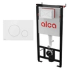Alcadrain Zestaw Stelaż SÁDROMODUL i Przycisk Stalowy Flat Turn White Połysk