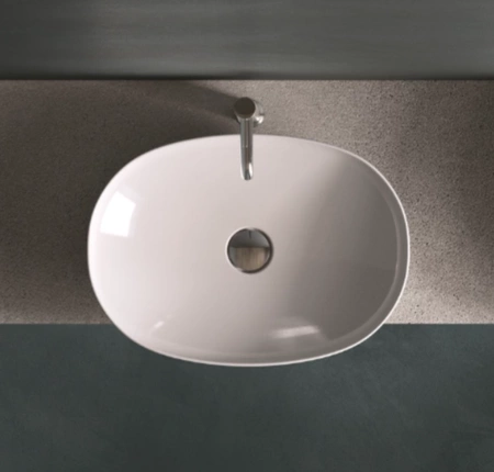 Zestaw DES Miska WC podwieszana z deską W/O i Umywalką Nablatową VARIANT owalną 60x36 cm biały połysk