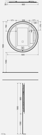 JOY Lustro wiszące 60 cm z oświetleniem LED-okrąg