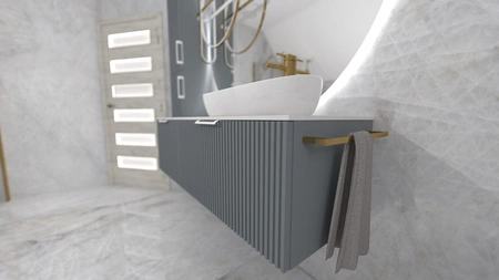 WOODEN MDF w dowolnym kolorze - Lakierowana szafka z lamelami na froncie, dowolna konfiguracja