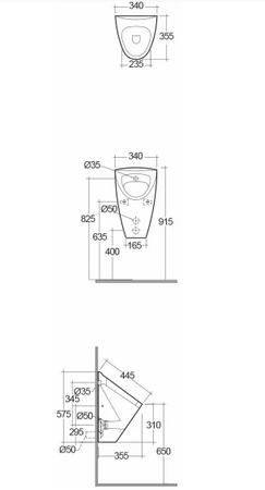 VENICE Pisuar 340 X 355 mm biały połysk