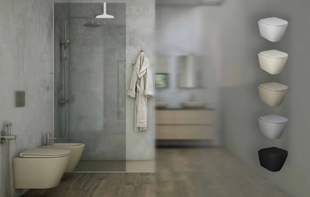 FEELING RESORT Miska WC podwieszana Rimless czarny mat (504) &deska WC w/o czarny mat