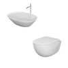 Zestaw DES Miska WC podwieszana z deską W/O i Umywalką Nablatową VARIANT owalną 50x36 cm biały połysk