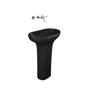 DES Umywalka wolnostojąca 60x35 odpływ do podłogi czarny mat