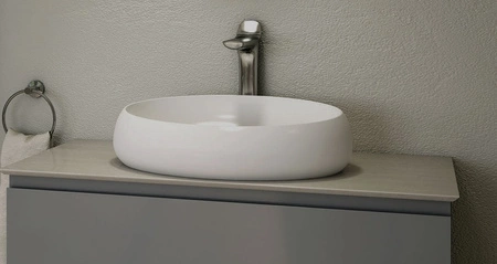 CLOUD Umywalka nablat. owalna 58x40cm biały mat (60cm)