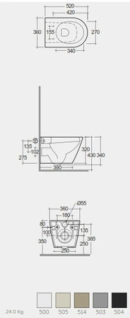 FEELING RESORT Miska WC podwieszana Rimless beż mat (505) &deska WC w/o beż mat