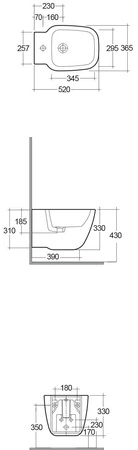 ONE Bidet podwieszany 52x36,5 cm biały połysk