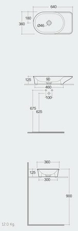 VALET Umywalka nablatowa 64 x 36 cm owalna