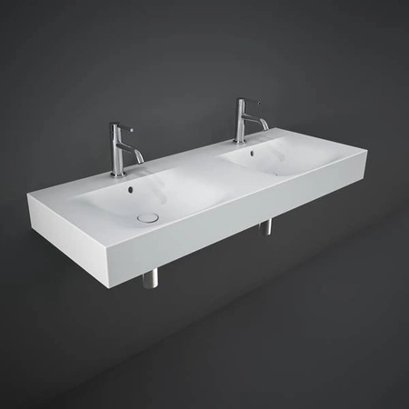 DES Umywalka podwiesz.nablat.121x46cm z otworem biały mat