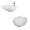 Zestaw DES Miska WC podwieszana z deską W/O i Umywalką Nablatową MORNING owalną 54x38 cm biały połysk