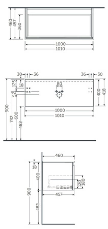 UNO JOY szafka podwieszana 100 szara