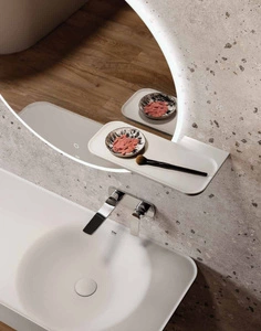 VALET Ceramiczna półka 39,5x20,5  cm do lustra okrągłego JOY lewa biały mat